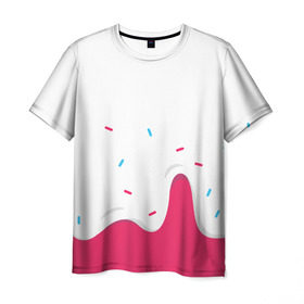 Мужская футболка 3D с принтом KREME (original design) в Новосибирске, 100% полиэфир | прямой крой, круглый вырез горловины, длина до линии бедер | cherry | cream | design | red | sugar | vanilla | white | вишня | яркое