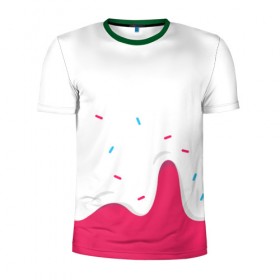 Мужская футболка 3D спортивная с принтом KREME (original design) в Новосибирске, 100% полиэстер с улучшенными характеристиками | приталенный силуэт, круглая горловина, широкие плечи, сужается к линии бедра | cherry | cream | design | red | sugar | vanilla | white | вишня | яркое