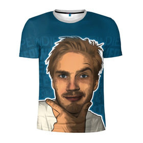 Мужская футболка 3D спортивная с принтом Pew die pie в Новосибирске, 100% полиэстер с улучшенными характеристиками | приталенный силуэт, круглая горловина, широкие плечи, сужается к линии бедра | Тематика изображения на принте: pewdiepie