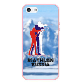 Чехол для iPhone 5/5S матовый с принтом Biathlon russia в Новосибирске, Силикон | Область печати: задняя сторона чехла, без боковых панелей | биатлон