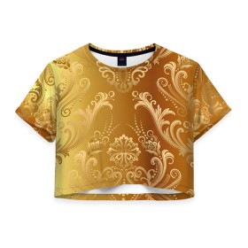 Женская футболка 3D укороченная с принтом Золотой пассаж в Новосибирске, 100% полиэстер | круглая горловина, длина футболки до линии талии, рукава с отворотами | vppd | золото | премиум | эксклюзив