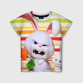 Детская футболка 3D с принтом Злой кролик в Новосибирске, 100% гипоаллергенный полиэфир | прямой крой, круглый вырез горловины, длина до линии бедер, чуть спущенное плечо, ткань немного тянется | животные | злой | игрушка | кролик | мультфильм | тайная жизнь домашних животных
