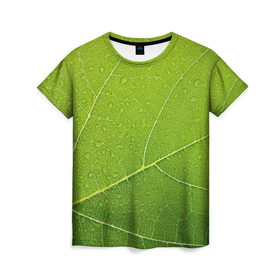 Женская футболка 3D с принтом Листик 2 в Новосибирске, 100% полиэфир ( синтетическое хлопкоподобное полотно) | прямой крой, круглый вырез горловины, длина до линии бедер | зеленый | зелень | лист | природа | растения