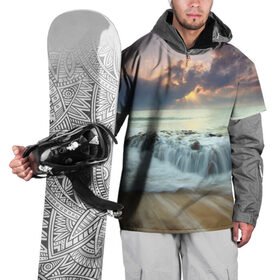 Накидка на куртку 3D с принтом Берег 3 в Новосибирске, 100% полиэстер |  | берег | вода | камни | море | небо | природа | скалы