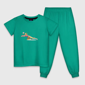 Детская пижама хлопок с принтом Волейбол геометрия в Новосибирске, 100% хлопок |  брюки и футболка прямого кроя, без карманов, на брюках мягкая резинка на поясе и по низу штанин
 | Тематика изображения на принте: полигоны
