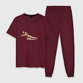 Мужская пижама хлопок с принтом Волейбол геометрия в Новосибирске, 100% хлопок | брюки и футболка прямого кроя, без карманов, на брюках мягкая резинка на поясе и по низу штанин
 | полигоны