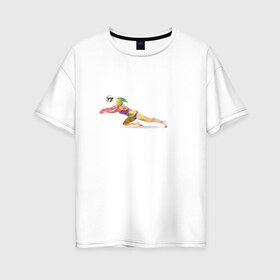 Женская футболка хлопок Oversize с принтом Волейбол геометрия в Новосибирске, 100% хлопок | свободный крой, круглый ворот, спущенный рукав, длина до линии бедер
 | полигоны