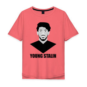 Мужская футболка хлопок Oversize с принтом Young Stalin в Новосибирске, 100% хлопок | свободный крой, круглый ворот, “спинка” длиннее передней части | молодой | патриот | россия | советский | ссср | сталин