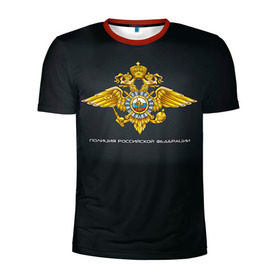 Мужская футболка 3D спортивная с принтом Полиция Российской Федерации в Новосибирске, 100% полиэстер с улучшенными характеристиками | приталенный силуэт, круглая горловина, широкие плечи, сужается к линии бедра | Тематика изображения на принте: милиция