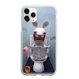 Чехол для iPhone 11 Pro матовый с принтом Кролик с газетой в Новосибирске, Силикон |  | rabbids | вантуз | горшок | зайцы засранцы | заяц | туалет