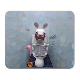 Коврик прямоугольный с принтом Кролик с газетой в Новосибирске, натуральный каучук | размер 230 х 185 мм; запечатка лицевой стороны | rabbids | вантуз | горшок | зайцы засранцы | заяц | туалет