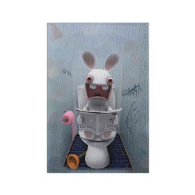 Обложка для паспорта матовая кожа с принтом Кролик с газетой в Новосибирске, натуральная матовая кожа | размер 19,3 х 13,7 см; прозрачные пластиковые крепления | rabbids | вантуз | горшок | зайцы засранцы | заяц | туалет