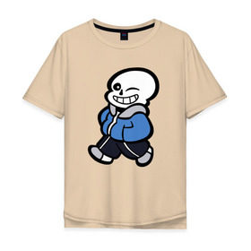 Мужская футболка хлопок Oversize с принтом Sans в Новосибирске, 100% хлопок | свободный крой, круглый ворот, “спинка” длиннее передней части | sans | undertale