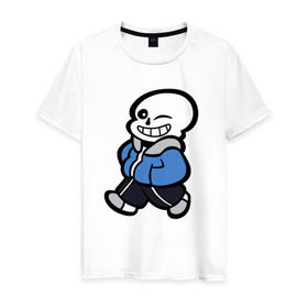 Мужская футболка хлопок с принтом Sans в Новосибирске, 100% хлопок | прямой крой, круглый вырез горловины, длина до линии бедер, слегка спущенное плечо. | Тематика изображения на принте: sans | undertale