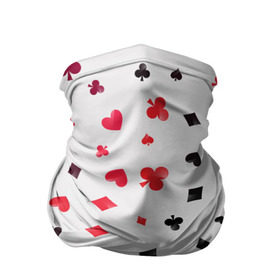 Бандана-труба 3D с принтом Карточные масти в Новосибирске, 100% полиэстер, ткань с особыми свойствами — Activecool | плотность 150‒180 г/м2; хорошо тянется, но сохраняет форму | Тематика изображения на принте: бубны | казино | карты | крести | пики | покер | туз | червы