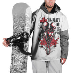 Накидка на куртку 3D с принтом Охрана дьявола в Новосибирске, 100% полиэстер |  | ад | дьявол | мотоцикл | огонь | пламя | череп | черный