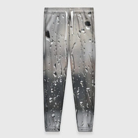 Женские брюки 3D с принтом Капли на стекле в Новосибирске, полиэстер 100% | прямой крой, два кармана без застежек по бокам, с мягкой трикотажной резинкой на поясе и по низу штанин. В поясе для дополнительного комфорта — широкие завязки | дождь | капли | осень | стекло
