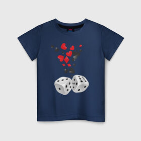 Детская футболка хлопок с принтом Игральные кости в Новосибирске, 100% хлопок | круглый вырез горловины, полуприлегающий силуэт, длина до линии бедер | бубны | казино | карты | кости | крести | пики | покер | туз | червы