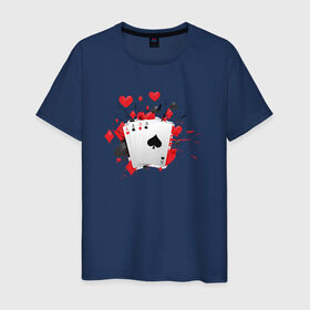 Мужская футболка хлопок с принтом Четыре туза в Новосибирске, 100% хлопок | прямой крой, круглый вырез горловины, длина до линии бедер, слегка спущенное плечо. | казино | карты | покер | туз