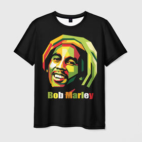Мужская футболка 3D с принтом Bob Marley в Новосибирске, 100% полиэфир | прямой крой, круглый вырез горловины, длина до линии бедер | боб марли | регги