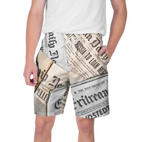 Мужские шорты 3D с принтом Газеты в Новосибирске,  полиэстер 100% | прямой крой, два кармана без застежек по бокам. Мягкая трикотажная резинка на поясе, внутри которой широкие завязки. Длина чуть выше колен | газеты