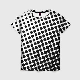 Женская футболка 3D с принтом Белый в горошек в Новосибирске, 100% полиэфир ( синтетическое хлопкоподобное полотно) | прямой крой, круглый вырез горловины, длина до линии бедер | Тематика изображения на принте: горошек | текстура | черный