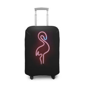 Чехол для чемодана 3D с принтом Светящийся фламинго в Новосибирске, 86% полиэфир, 14% спандекс | двустороннее нанесение принта, прорези для ручек и колес | неон | птицы | фламинго
