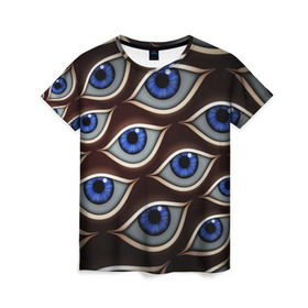Женская футболка 3D с принтом Глаза в Новосибирске, 100% полиэфир ( синтетическое хлопкоподобное полотно) | прямой крой, круглый вырез горловины, длина до линии бедер | большой брат | глаз | зрачок | очи