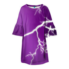 Детское платье 3D с принтом cs:go - Lightning strike в Новосибирске, 100% полиэстер | прямой силуэт, чуть расширенный к низу. Круглая горловина, на рукавах — воланы | cs | csgo | lightning strike | го | кс | удар молнии