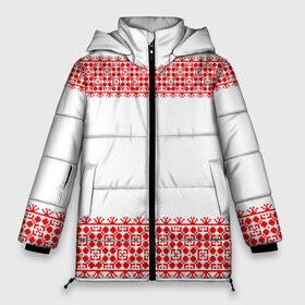 Женская зимняя куртка 3D с принтом Славянский орнамент (на белом) в Новосибирске, верх — 100% полиэстер; подкладка — 100% полиэстер; утеплитель — 100% полиэстер | длина ниже бедра, силуэт Оверсайз. Есть воротник-стойка, отстегивающийся капюшон и ветрозащитная планка. 

Боковые карманы с листочкой на кнопках и внутренний карман на молнии | орнамент | россия | славяне | узор