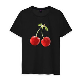 Мужская футболка хлопок с принтом Вишенки в Новосибирске, 100% хлопок | прямой крой, круглый вырез горловины, длина до линии бедер, слегка спущенное плечо. | вишня | отдых | отпуск | тропик | фрукты | ягоды