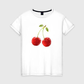 Женская футболка хлопок с принтом Вишенки в Новосибирске, 100% хлопок | прямой крой, круглый вырез горловины, длина до линии бедер, слегка спущенное плечо | вишня | отдых | отпуск | тропик | фрукты | ягоды