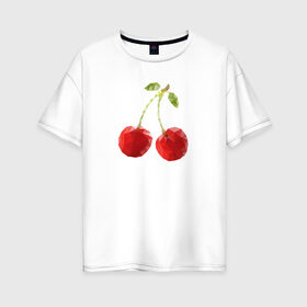 Женская футболка хлопок Oversize с принтом Вишенки в Новосибирске, 100% хлопок | свободный крой, круглый ворот, спущенный рукав, длина до линии бедер
 | вишня | отдых | отпуск | тропик | фрукты | ягоды