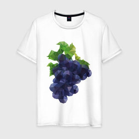 Мужская футболка хлопок с принтом Виноград в Новосибирске, 100% хлопок | прямой крой, круглый вырез горловины, длина до линии бедер, слегка спущенное плечо. | виноград | геометрия | отдых | отпуск | тропик | фрукты
