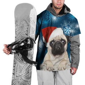 Накидка на куртку 3D с принтом Праздничная пара в Новосибирске, 100% полиэстер |  | Тематика изображения на принте: животные | любовь | мопс | новый год | парные | праздники | собаки