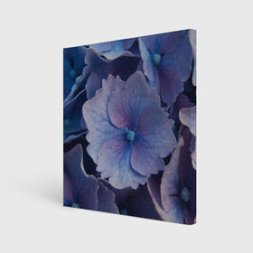 Холст квадратный с принтом Синие цветочки в Новосибирске, 100% ПВХ |  | синий | сиреневый | цветок | цветы