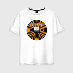 Женская футболка хлопок Oversize с принтом Не напрягайся! в Новосибирске, 100% хлопок | свободный крой, круглый ворот, спущенный рукав, длина до линии бедер
 | volt | вольт | вольтметр | йога | лотос | напряжение | электрик | электричество | энергия