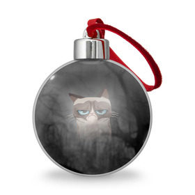 Ёлочный шар с принтом Grumpy Cat в Новосибирске, Пластик | Диаметр: 77 мм | Тематика изображения на принте: кот | мем | угрюмый