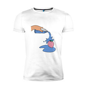 Мужская футболка премиум с принтом peach water в Новосибирске, 92% хлопок, 8% лайкра | приталенный силуэт, круглый вырез ворота, длина до линии бедра, короткий рукав | peach | tmblr | tumbler | water | вода | персик