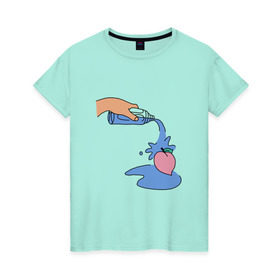 Женская футболка хлопок с принтом peach water в Новосибирске, 100% хлопок | прямой крой, круглый вырез горловины, длина до линии бедер, слегка спущенное плечо | peach | tmblr | tumbler | water | вода | персик