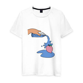 Мужская футболка хлопок с принтом peach water в Новосибирске, 100% хлопок | прямой крой, круглый вырез горловины, длина до линии бедер, слегка спущенное плечо. | peach | tmblr | tumbler | water | вода | персик