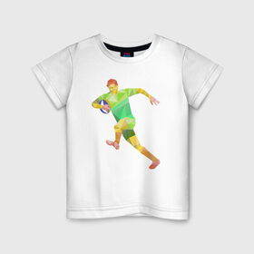Детская футболка хлопок с принтом Регбист в Новосибирске, 100% хлопок | круглый вырез горловины, полуприлегающий силуэт, длина до линии бедер | геометрия | игра | кубок | мяч | полигональный | регби | спорт | футбол