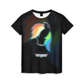 Женская футболка 3D с принтом My Little Pony в Новосибирске, 100% полиэфир ( синтетическое хлопкоподобное полотно) | прямой крой, круглый вырез горловины, длина до линии бедер | dash | rainbow | пони | радуга