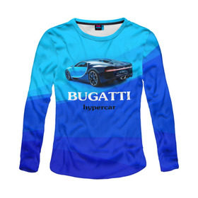 Женский лонгслив 3D с принтом Bugatti hypercar в Новосибирске, 100% полиэстер | длинные рукава, круглый вырез горловины, полуприлегающий силуэт | bugatti | chiron | hypercar | бугатти | гиперкар | суперкар | широн