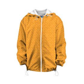 Детская куртка 3D с принтом Текстура апельсин в Новосибирске, 100% полиэстер | застежка — молния, подол и капюшон оформлены резинкой с фиксаторами, по бокам — два кармана без застежек, один потайной карман на груди, плотность верхнего слоя — 90 г/м2; плотность флисового подклада — 260 г/м2 | orange | апельсин | еда | мода | стиль | текстура