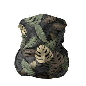 Бандана-труба 3D с принтом Тропический камуфляж в Новосибирске, 100% полиэстер, ткань с особыми свойствами — Activecool | плотность 150‒180 г/м2; хорошо тянется, но сохраняет форму | Тематика изображения на принте: джунгли | камуфляж | листья | милитари | монстера | пальма | природа