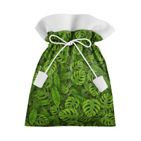 Подарочный 3D мешок с принтом Тропические листья в Новосибирске, 100% полиэстер | Размер: 29*39 см | Тематика изображения на принте: джунгли | монстера | пальма | растения | тропики