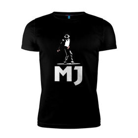Мужская футболка премиум с принтом Майкл Джексон в Новосибирске, 92% хлопок, 8% лайкра | приталенный силуэт, круглый вырез ворота, длина до линии бедра, короткий рукав | Тематика изображения на принте: michael jackson | mj | король | майкл джексон | поп музыка