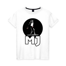 Женская футболка хлопок с принтом Майкл Джексон в Новосибирске, 100% хлопок | прямой крой, круглый вырез горловины, длина до линии бедер, слегка спущенное плечо | michael jackson | mj | король | майкл джексон | поп музыка