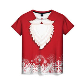 Женская футболка 3D с принтом Дед мороз в Новосибирске, 100% полиэфир ( синтетическое хлопкоподобное полотно) | прямой крой, круглый вырез горловины, длина до линии бедер | christmas | new year | дед мороз | новогодний | рождество | санта клаус